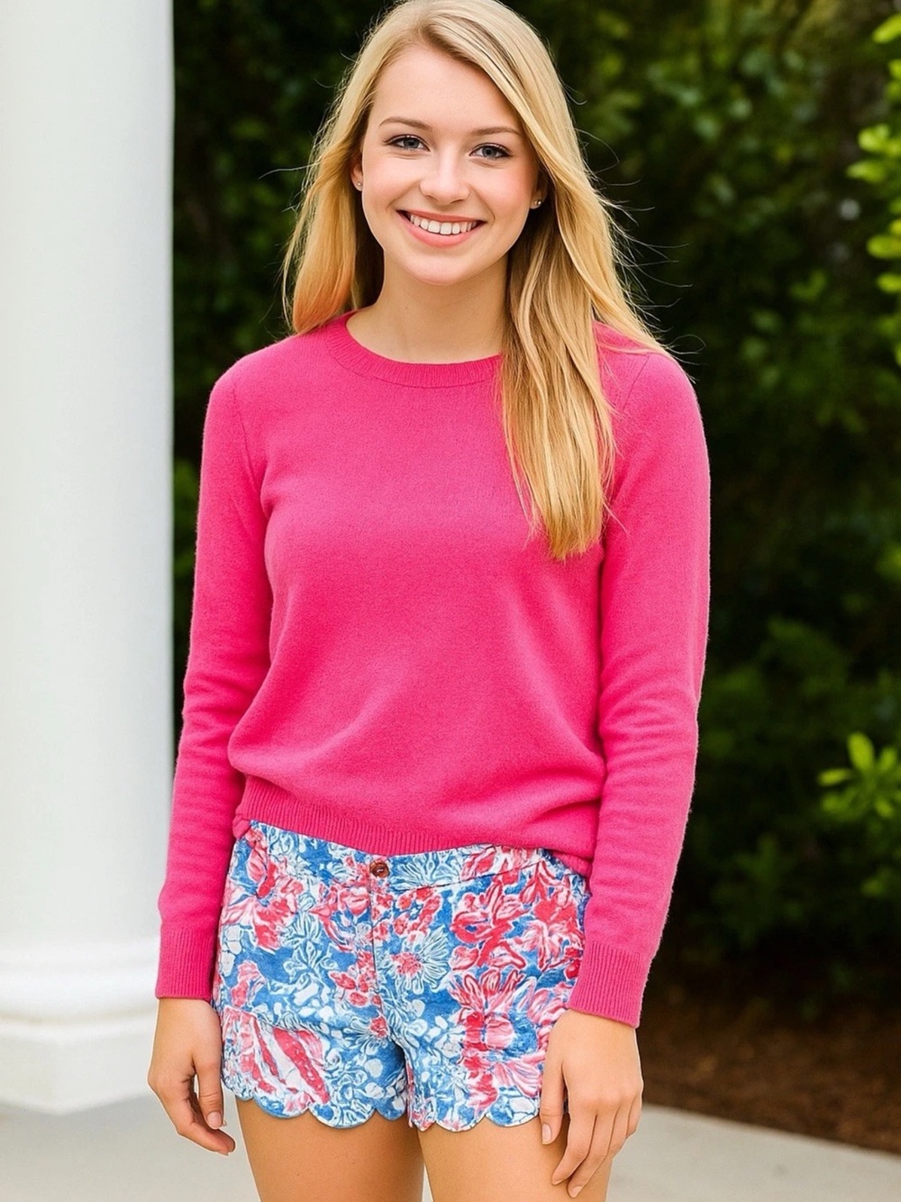 Lilly Pulitzer Pop Pop Glow Buttercup Shorts Scalloped Hem Pink/Blue Women’s 2